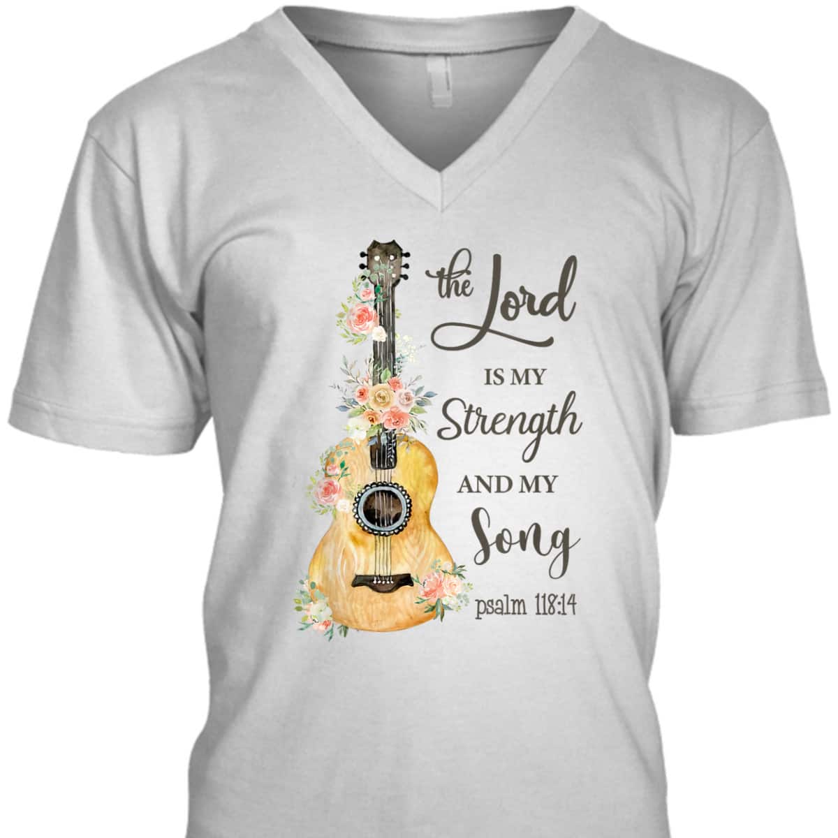 Christian Guitar Jesus The Lord Is My Strength And My Song Bible Verse T-Shirt