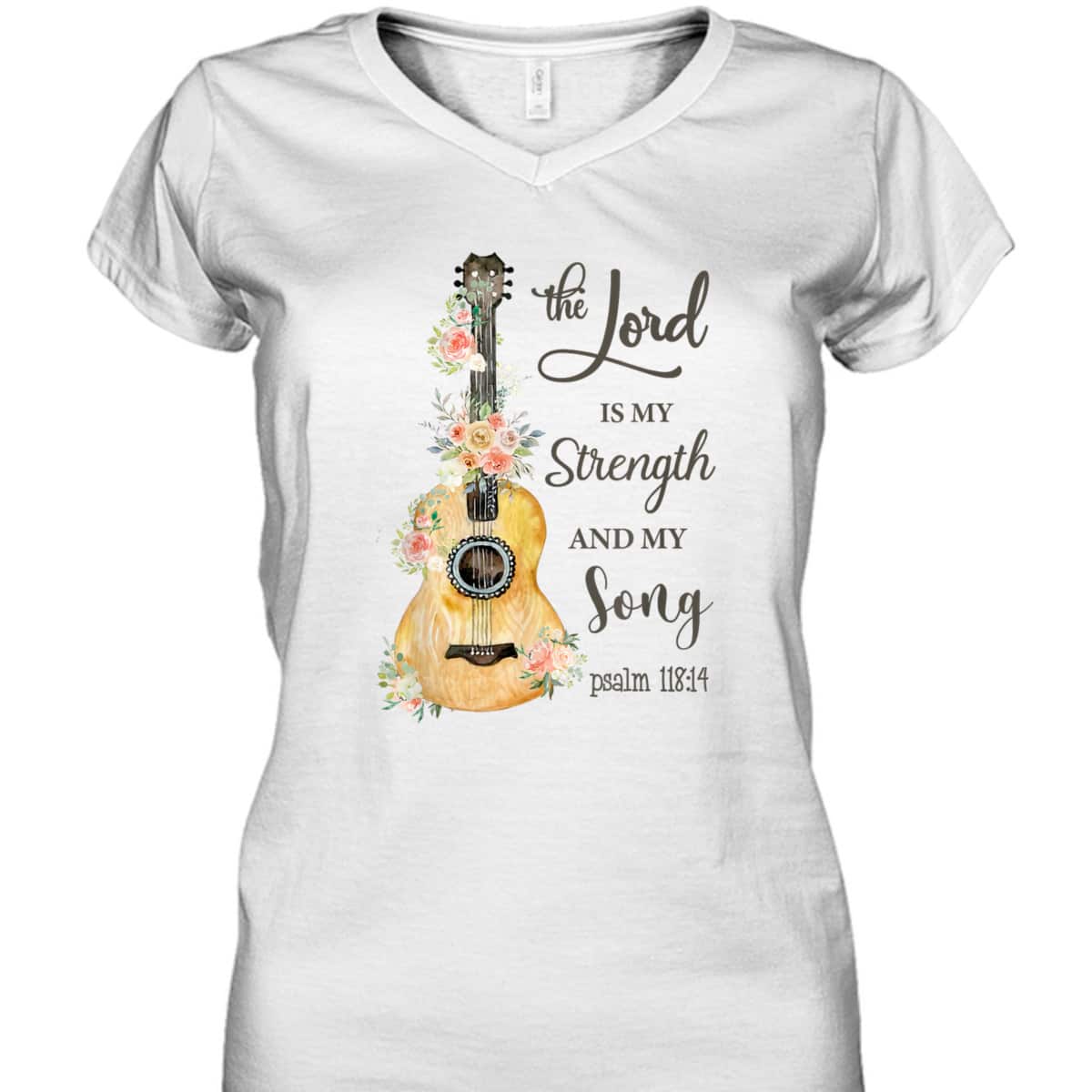 Christian Guitar Jesus The Lord Is My Strength And My Song Bible Verse T-Shirt