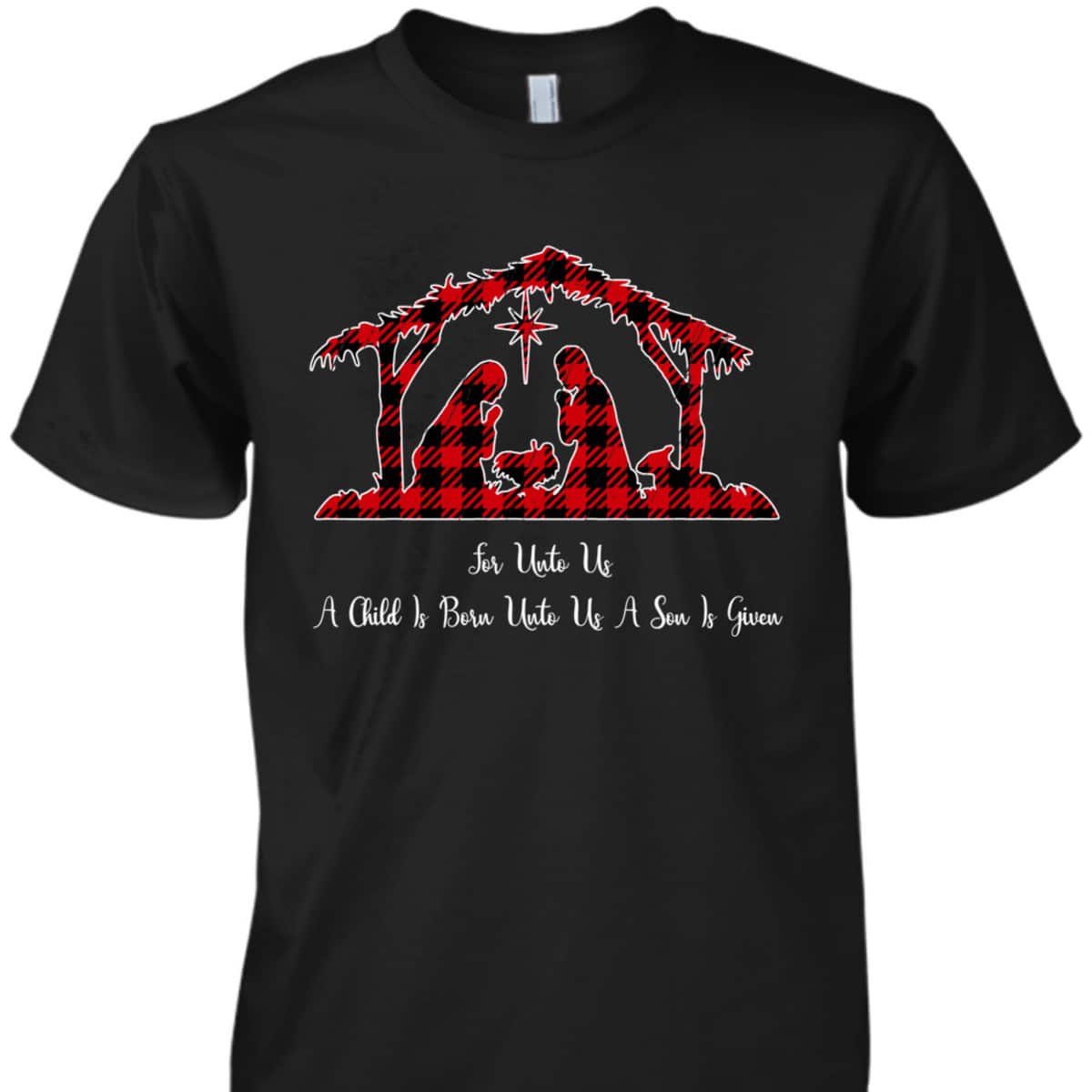 Christmas Nativity Scene Red Plaid Costume Isaiah Bible T-Shirt