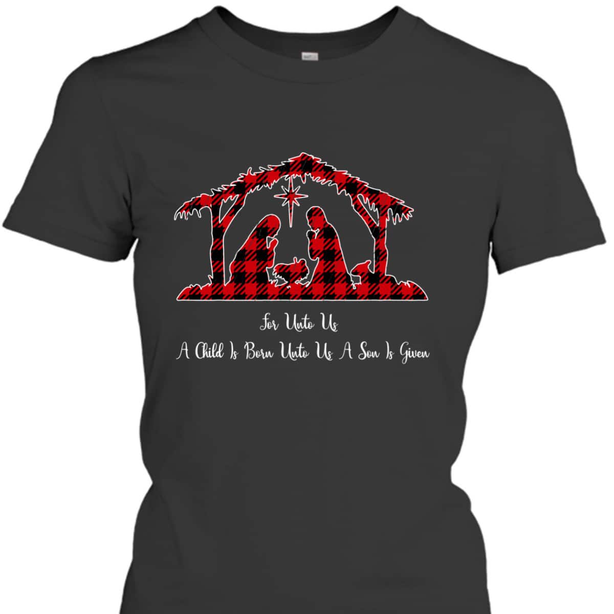 Christmas Nativity Scene Red Plaid Costume Isaiah Bible T-Shirt
