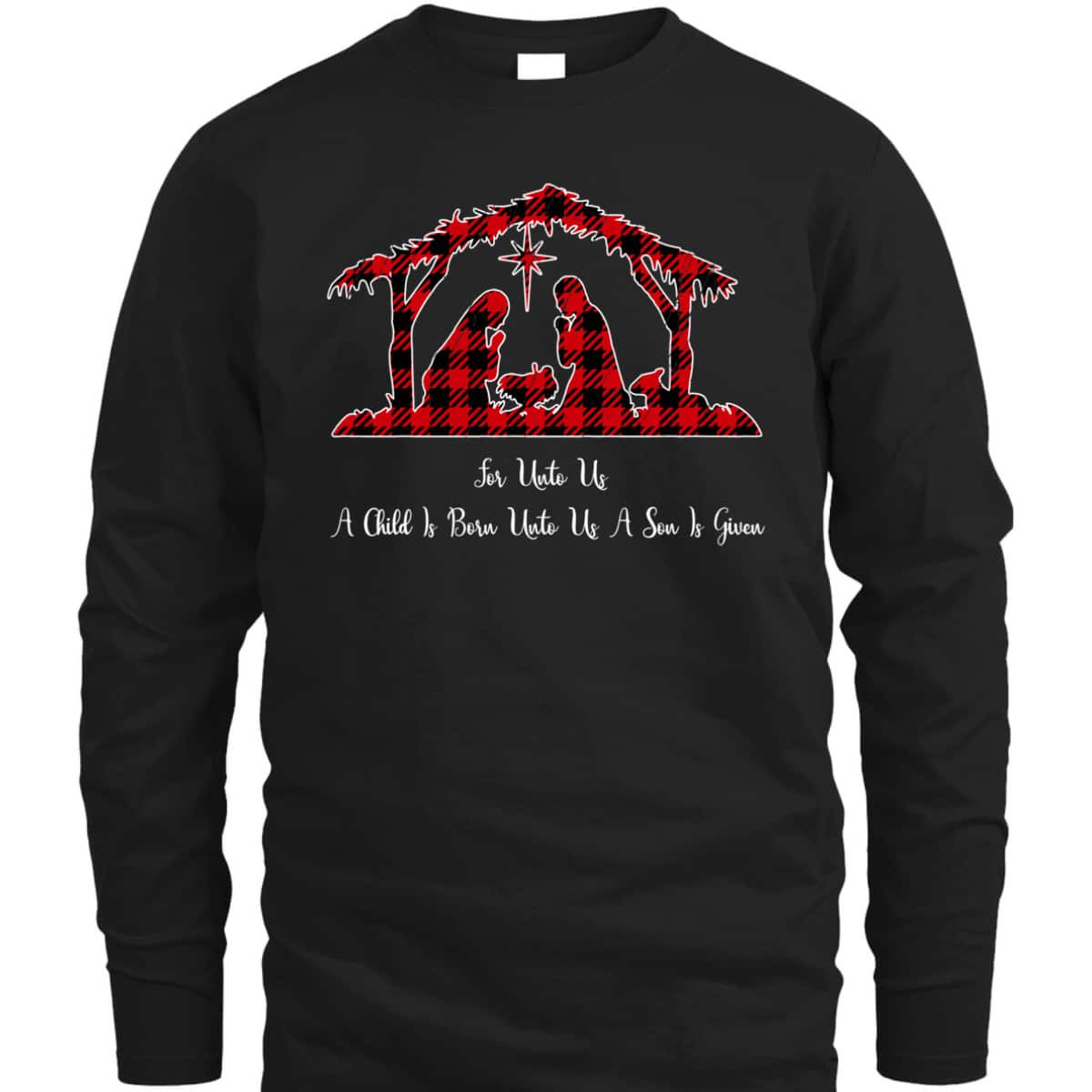 Christmas Nativity Scene Red Plaid Costume Isaiah Bible T-Shirt