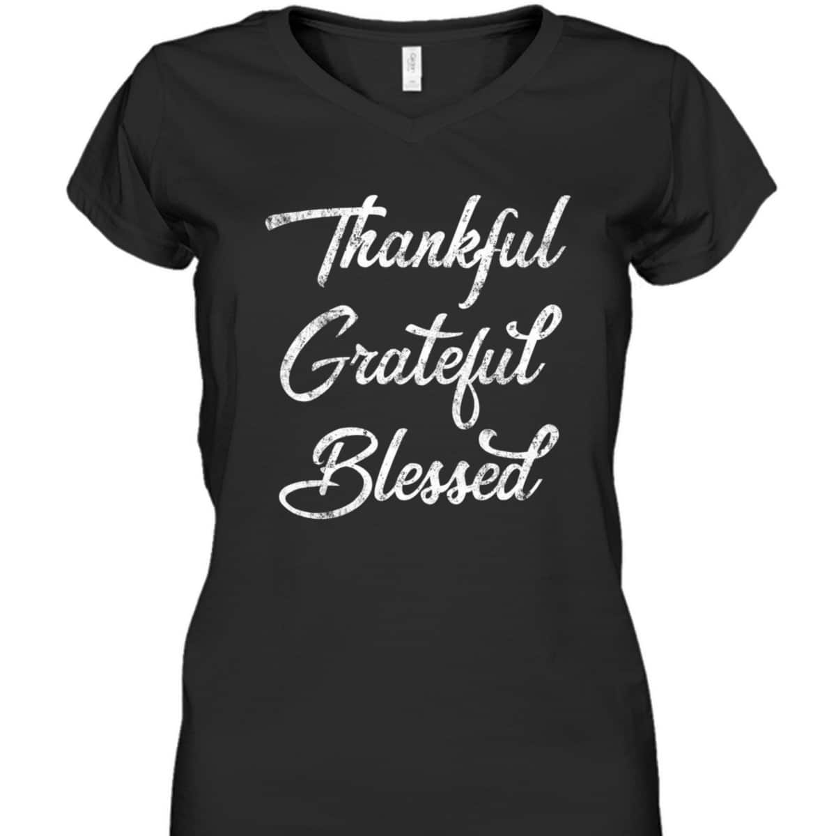 Thankful Grateful Blessed Thanksgiving Christian Religious T-Shirt Thankful Grateful Blessed Thanksgiving Christian Religious T-Shirt