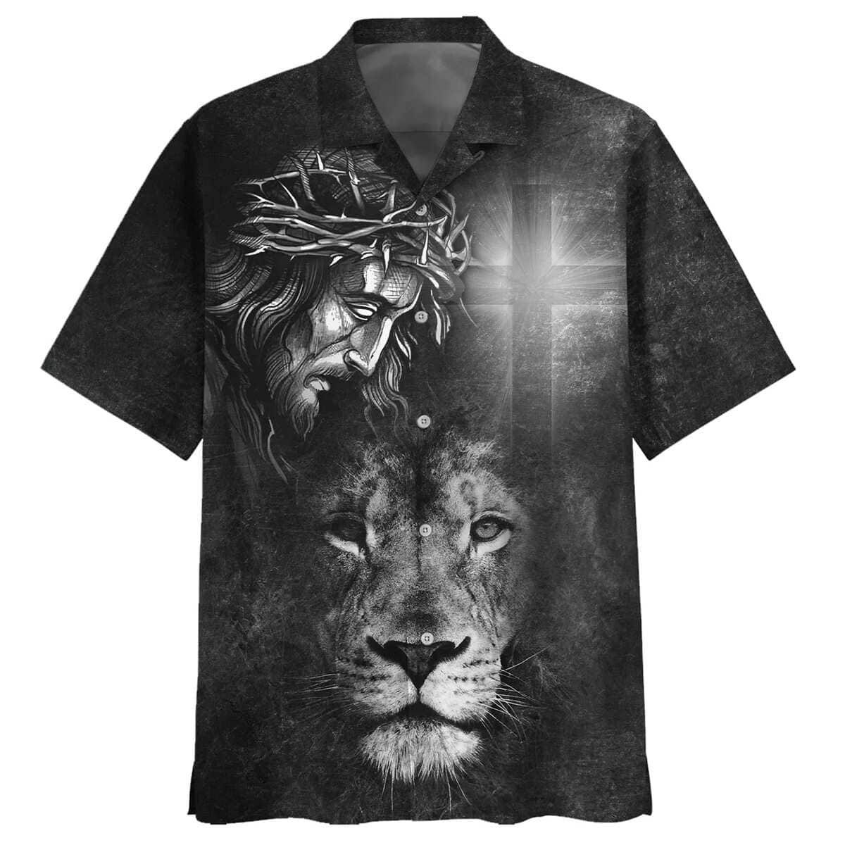 Jesus And Lion Christian Cross Faith Religious Hawaiian Shirt