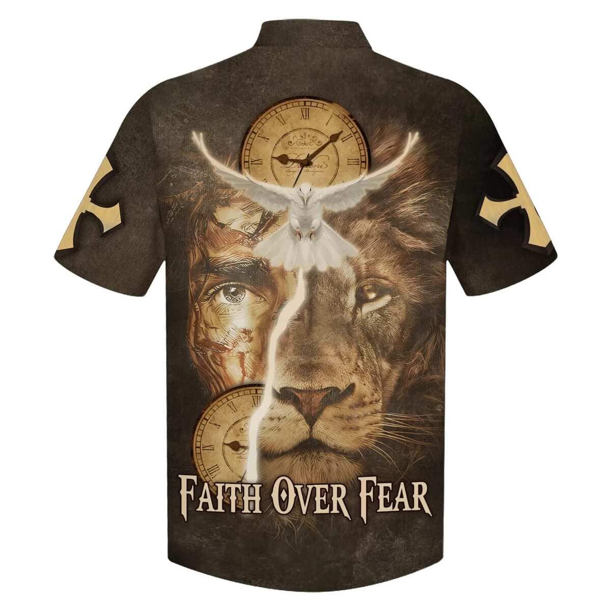 Faith Over Fear Jesus Lion And Dove Christian Hawaiian Shirt Faith Over Fear Jesus Lion And Dove Christian Hawaiian Shirt