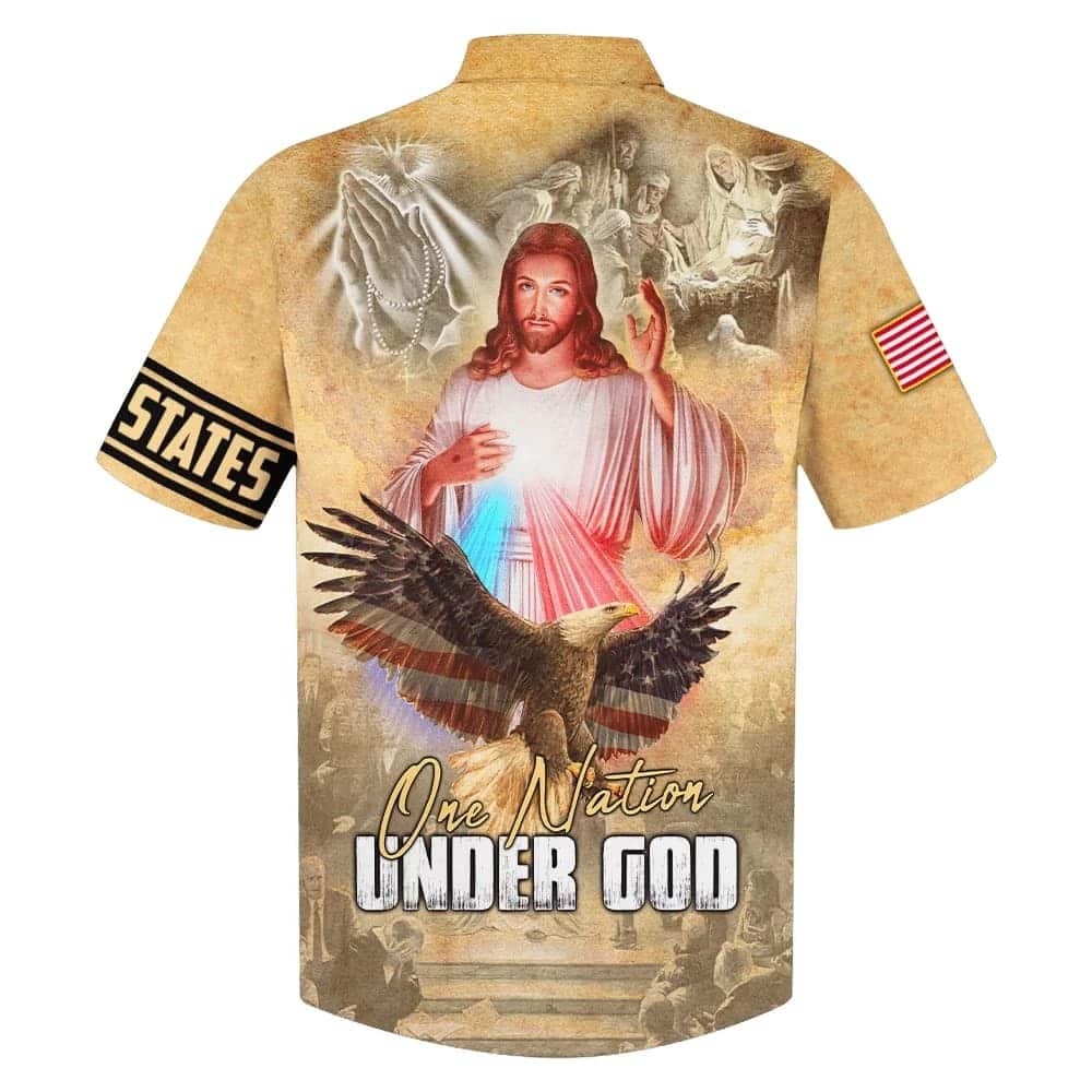 One Nation Under God Jesus Eagle Christian Faith US Flag 4th Of July Hawaiian Shirt One Nation Under God Jesus Eagle Christian Faith US Flag 4th Of July Hawaiian Shirt