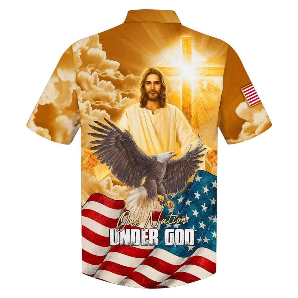 US Flag 4th Of July One Nation Under God Jesus Eagle American Christian Faith Hawaiian Shirt US Flag 4th Of July One Nation Under God Jesus Eagle American Christian Faith Hawaiian Shirt