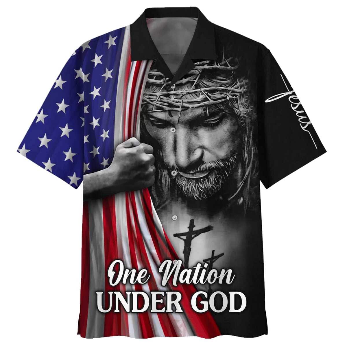4th Of July One Nation Under God Jesus American Christian Faith US Flag Hawaiian Shirt 4th Of July One Nation Under God Jesus American Christian Faith US Flag Hawaiian Shirt