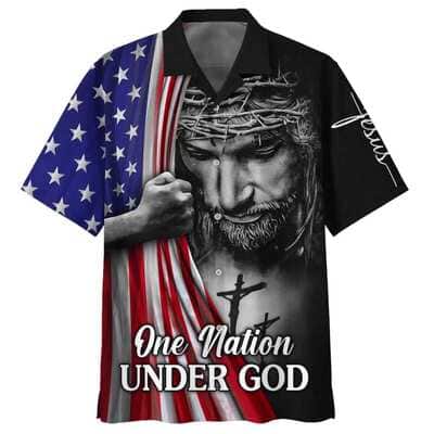 4th Of July One Nation Under God Jesus American Christian Faith US Flag Hawaiian Shirt