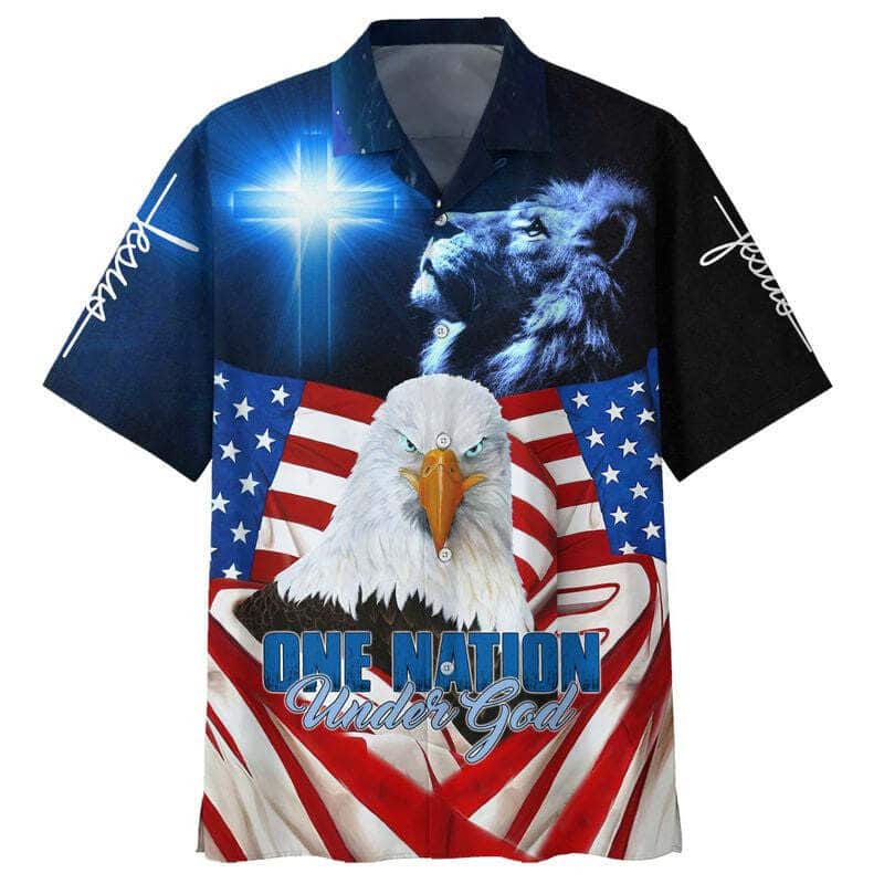 One Nation Under God American Eagle Christian Faith Independence Day American Flag Hawaiian Shirt One Nation Under God American Eagle Christian Faith Independence Day American Flag Hawaiian Shirt