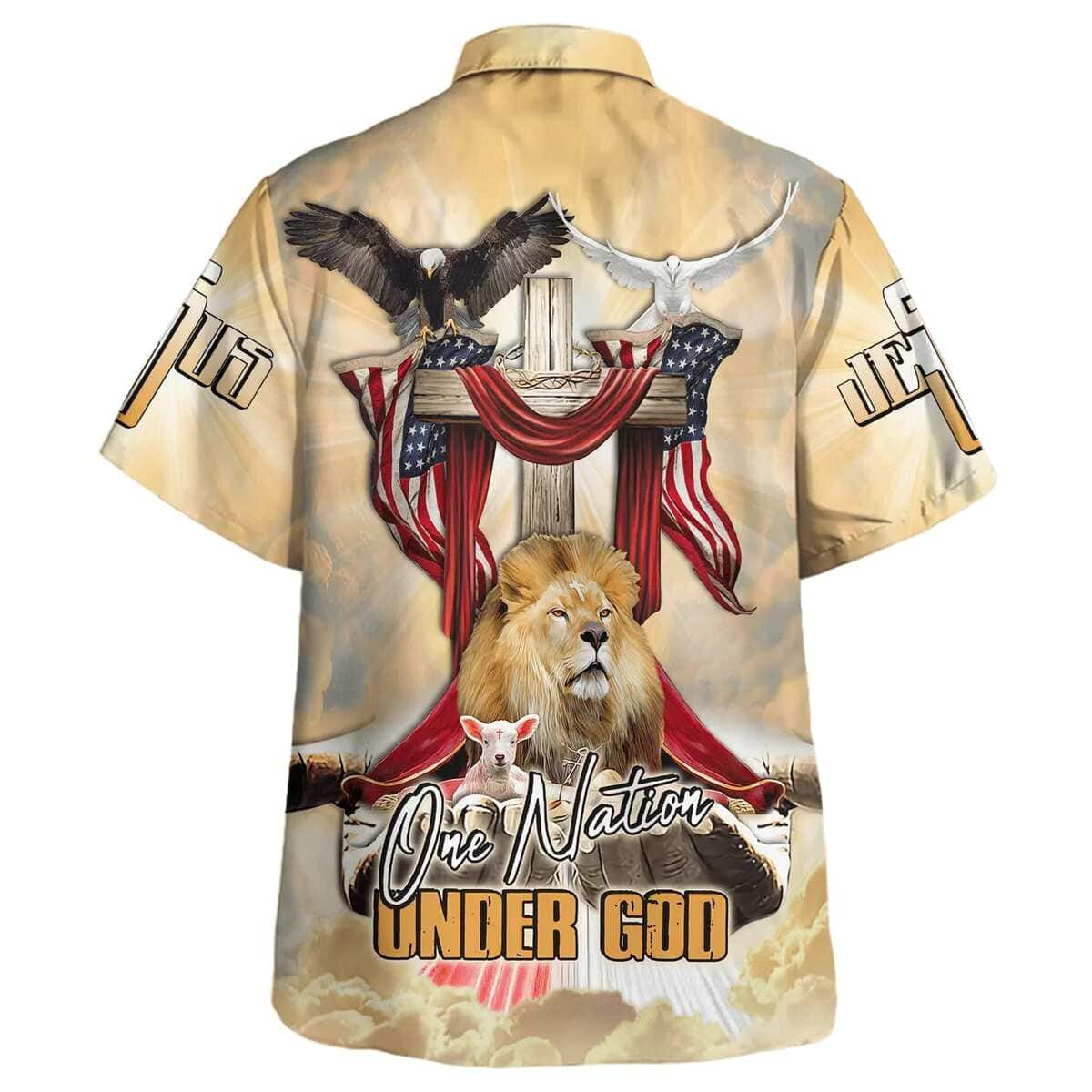 One Nation Under God America Flag 4th Of July Lion And The Lamb Jesus Christian Faith Hawaiian Shirt One Nation Under God America Flag 4th Of July Lion And The Lamb Jesus Christian Faith Hawaiian Shirt