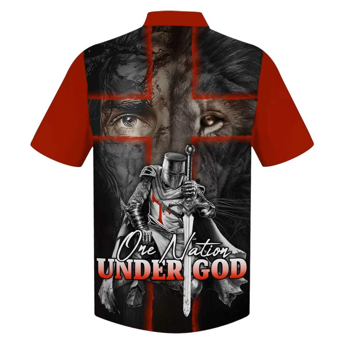 Lion And Warrior One Nation Under God Christian Faith Knight Template Hawaiian Shirt Lion And Warrior One Nation Under God Christian Faith Knight Template Hawaiian Shirt