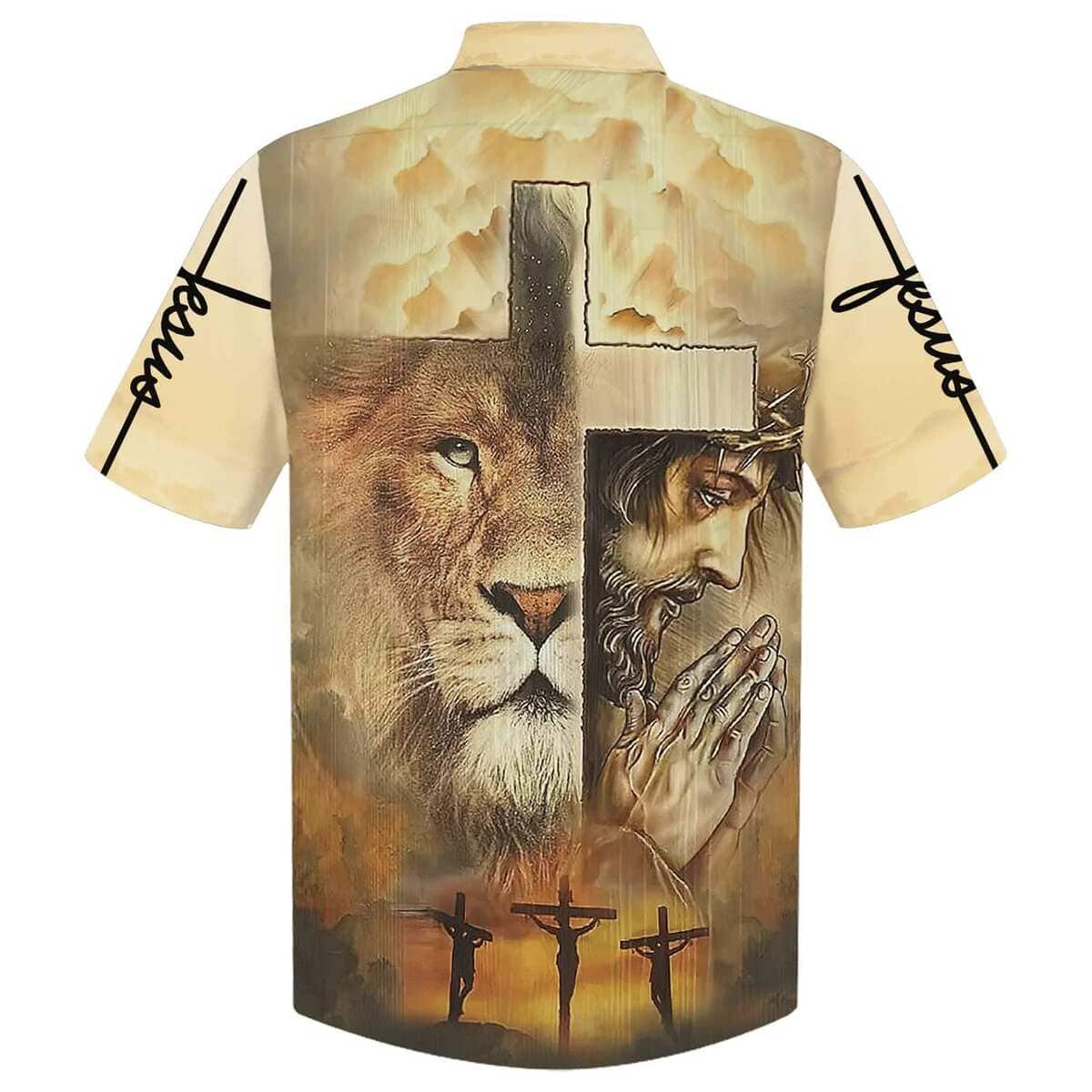 Jesus Praying Lion Of Judah Christian Cross Faith Christian Faith Hawaiian Shirt Jesus Praying Lion Of Judah Christian Cross Faith Christian Faith Hawaiian Shirt