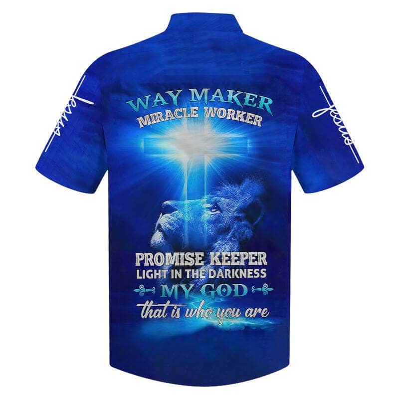 Jesus Lion Way Maker Miracle Worker Promise Keeper Light In The Darkness Blue Christian Faith Hawaiian Shirt Jesus Lion Way Maker Miracle Worker Promise Keeper Light In The Darkness Blue Christian Faith Hawaiian Shirt