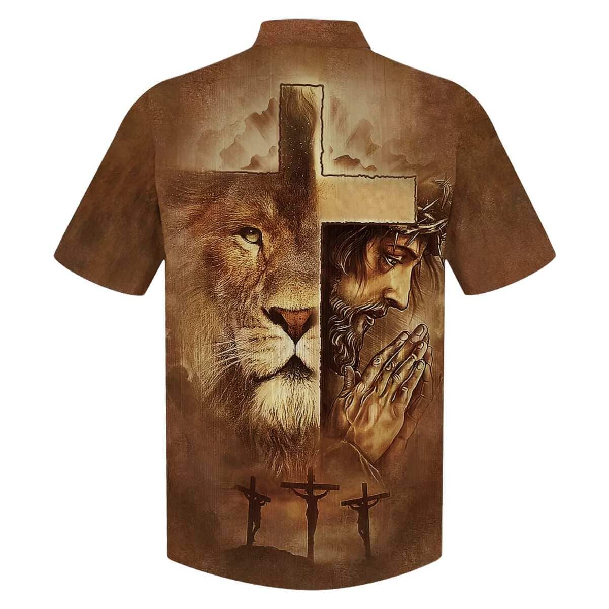 Lion Jesus Pray Cross Christian Faith Religious Hawaiian Shirt Lion Jesus Pray Cross Christian Faith Religious Hawaiian Shirt