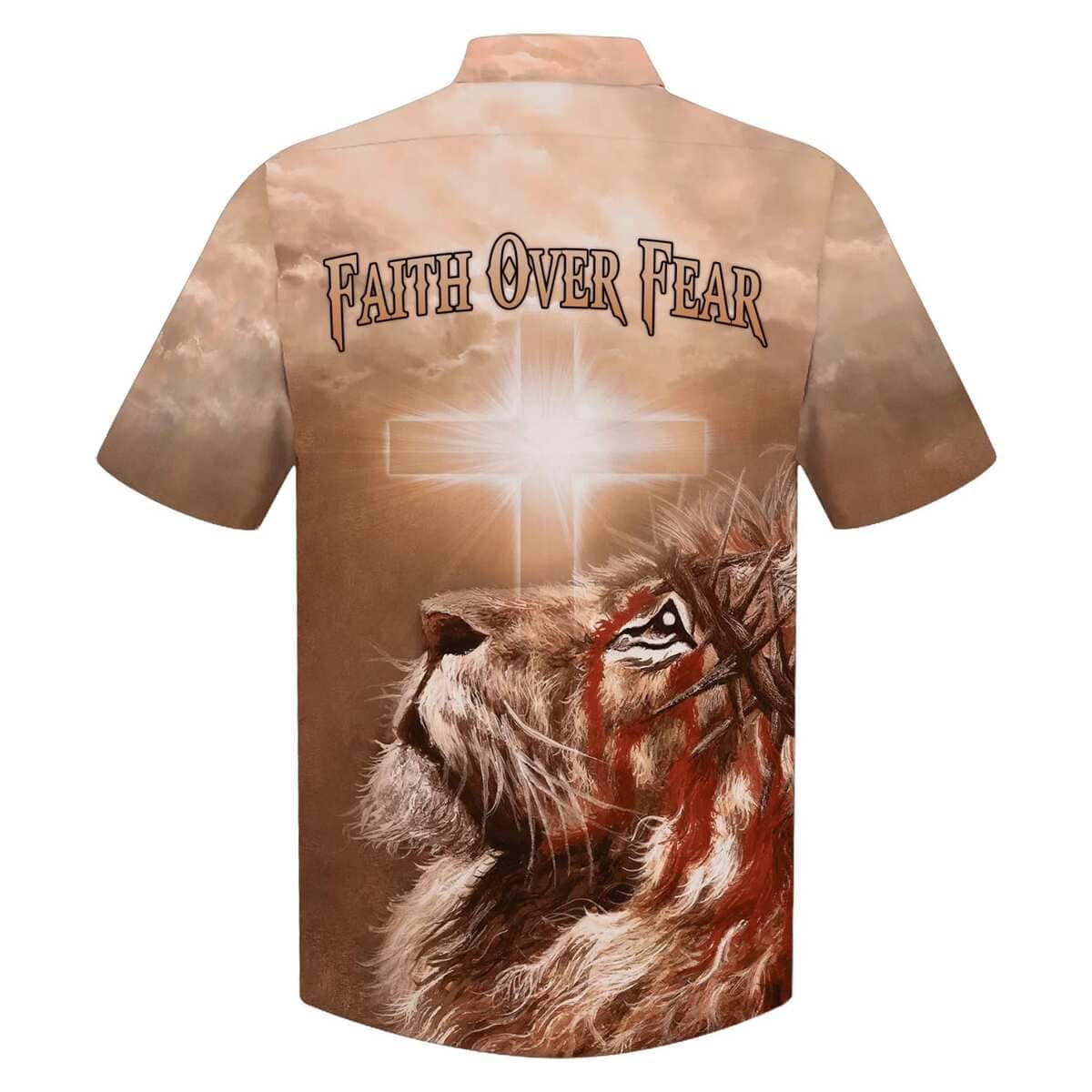 Jesus Lion Cross Flag Faith Over Fear Christian Faith Hawaiian Shirt Jesus Lion Cross Flag Faith Over Fear Christian Faith Hawaiian Shirt