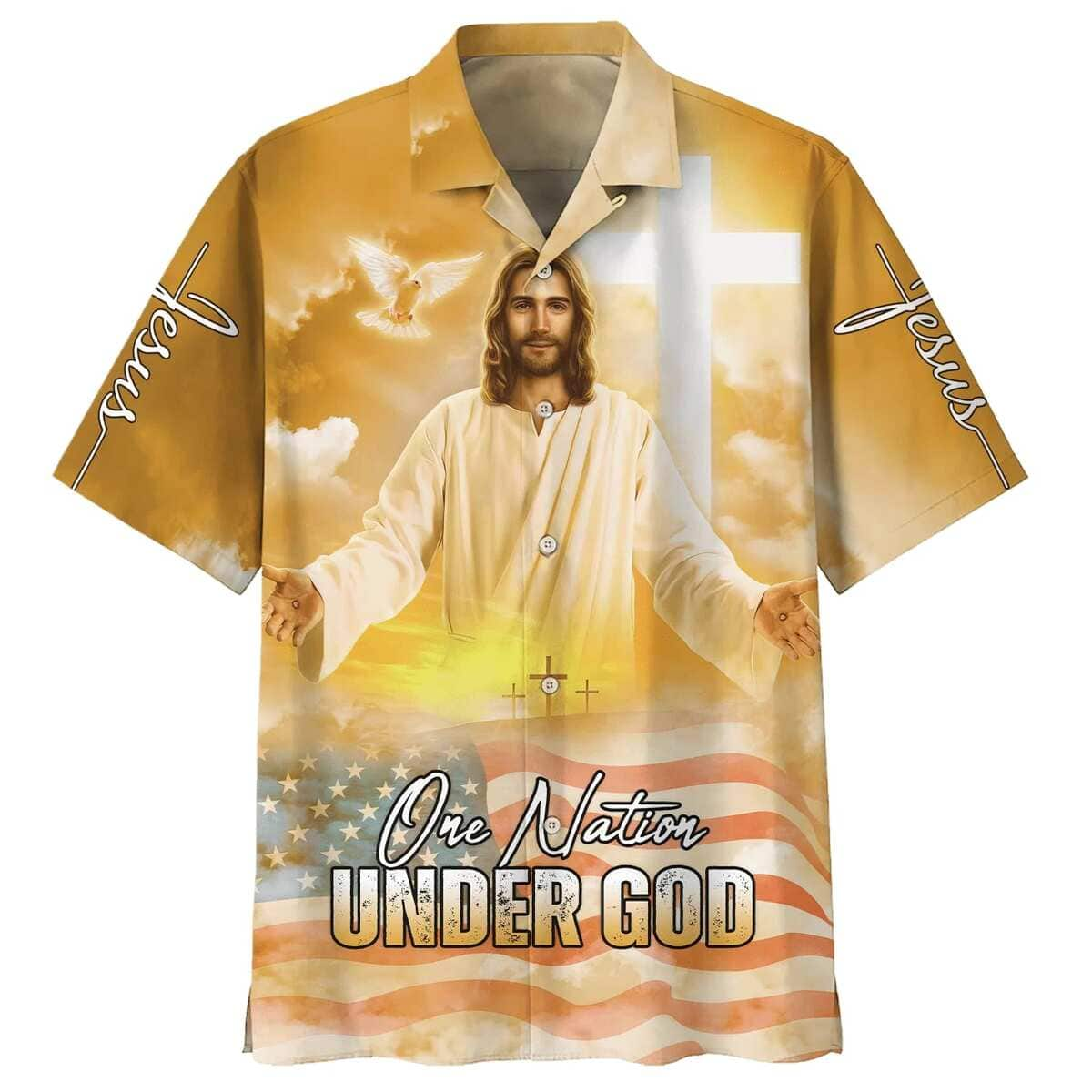 Jesus Greets You Christian Faith American Flag 4th Of July Hawaiian Shirt