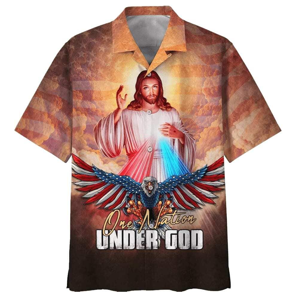 Jesus Eagle One Nation Under God Christian Faith Hawaiian Shirt 4th Of July Gift Jesus Eagle One Nation Under God Christian Faith Hawaiian Shirt 4th Of July Gift