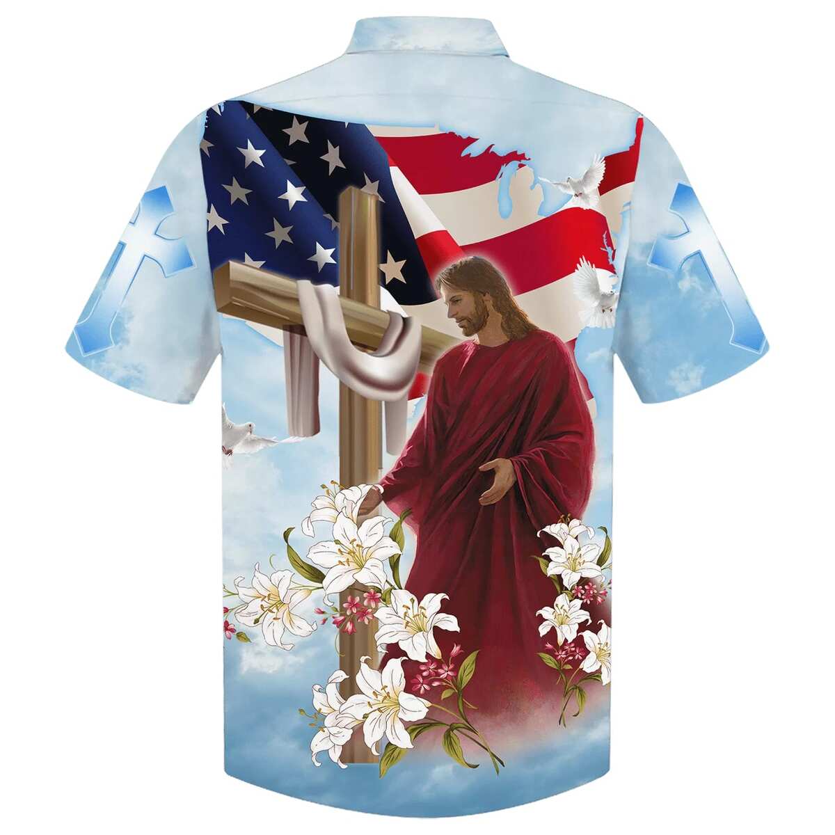 He Is Risen Jesus Cross With Lilies Christian Faith Easter Day Hawaiian Shirt He Is Risen Jesus Cross With Lilies Christian Faith Easter Day Hawaiian Shirt