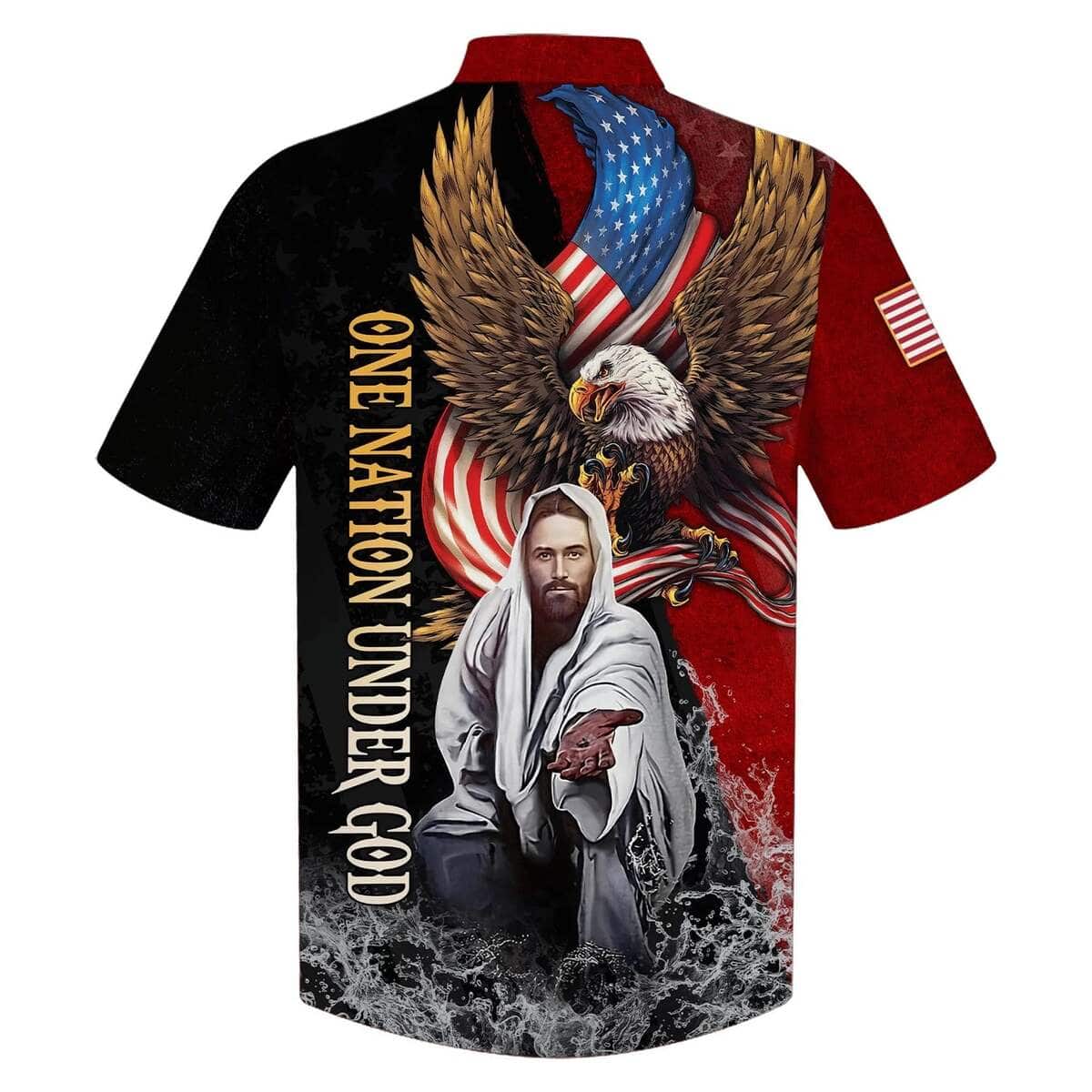 Eagle Jesus Reaching Hand America One Nation Under God Christian Hawaiian Shirt Eagle Jesus Reaching Hand America One Nation Under God Christian Hawaiian Shirt