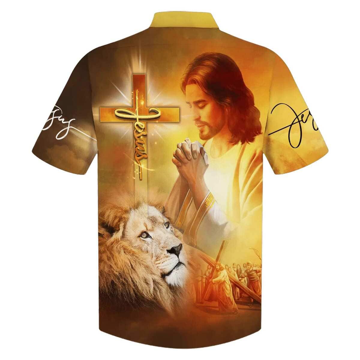Jesus Prayer Lion Cross Christian Faith Hawaiian Shirt Jesus Prayer Lion Cross Christian Faith Hawaiian Shirt