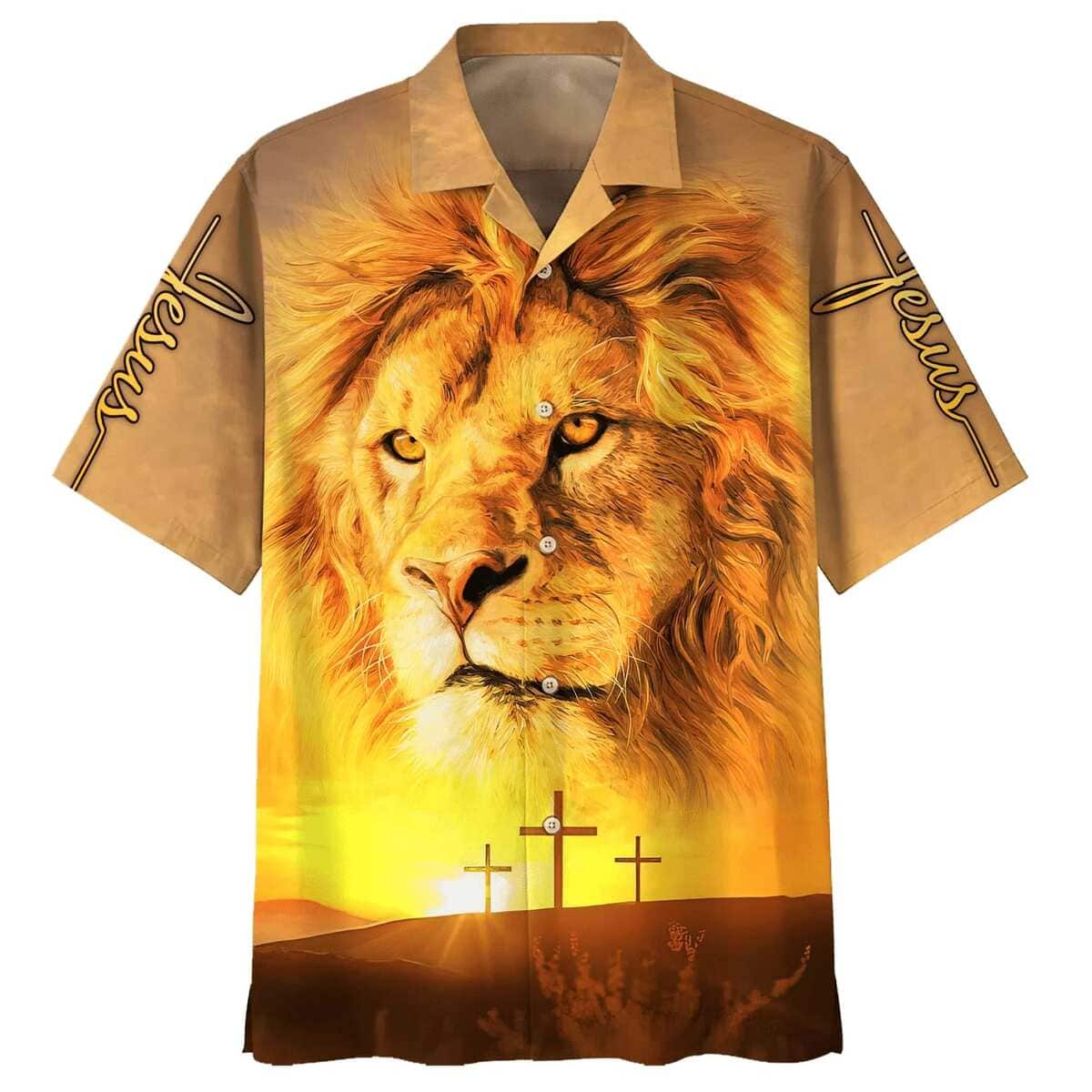Jesus Lion Christian Cross Hawaiian Shirt For Believers Jesus Lion Christian Cross Hawaiian Shirt For Believers