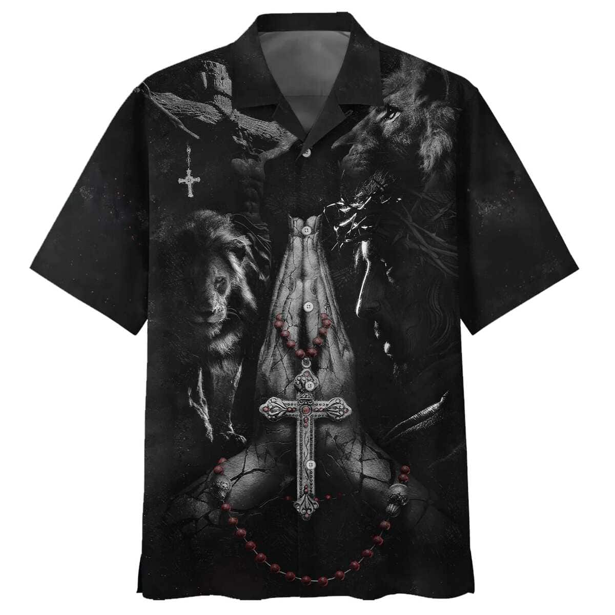 Jesus Hands Praying Lion Christian Hawaiian Shirt Jesus Hands Praying Lion Christian Hawaiian Shirt
