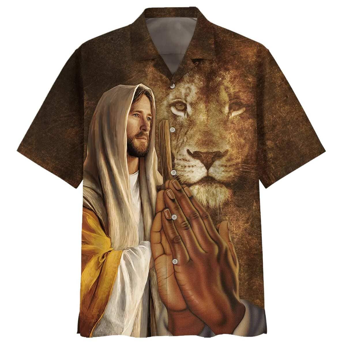 Jesus Christ Prayer Lion Christian Hawaiian Shirt Jesus Christ Prayer Lion Christian Hawaiian Shirt