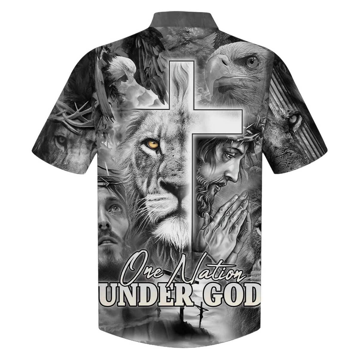 Jesus And The Lion Of Judah One Nation Under God Christian Hawaiian Shirt