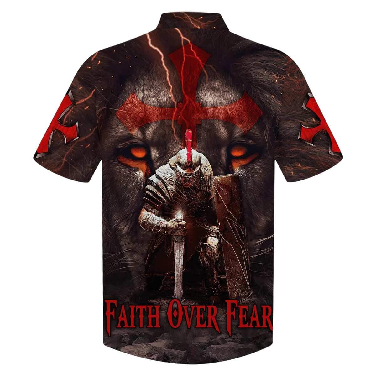 Warrior Of Christ Lion Cross Faith Over Fear Christian Knight Hawaiian Shirt Warrior Of Christ Lion Cross Faith Over Fear Christian Knight Hawaiian Shirt