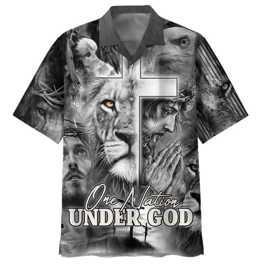 Jesus And The Lion Of Judah One Nation Under God Christian Hawaiian Shirt Jesus And The Lion Of Judah One Nation Under God Christian Hawaiian Shirt