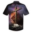 Lion Sheep Wooden Cross Christian Hawaiian Shirt