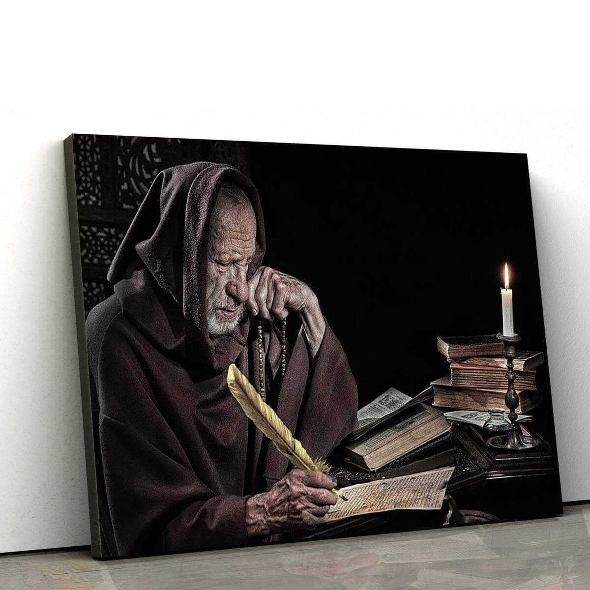 Medieval Monk With Letter Old Jesus Christian Faith Canvas Wall Art Medieval Monk With Letter Old Jesus Christian Faith Canvas Wall Art