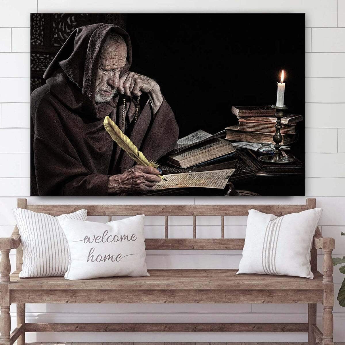 Medieval Monk With Letter Old Jesus Christian Faith Canvas Wall Art Medieval Monk With Letter Old Jesus Christian Faith Canvas Wall Art