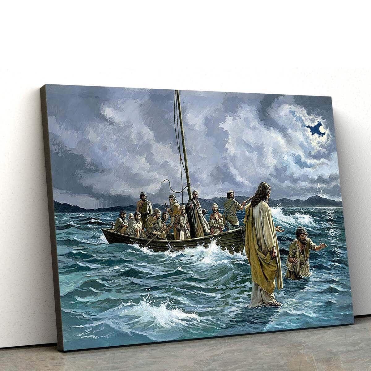Christ Walking On The Sea Of Galilee Jesus Christian Faith Canvas Wall Art Christ Walking On The Sea Of Galilee Jesus Christian Faith Canvas Wall Art