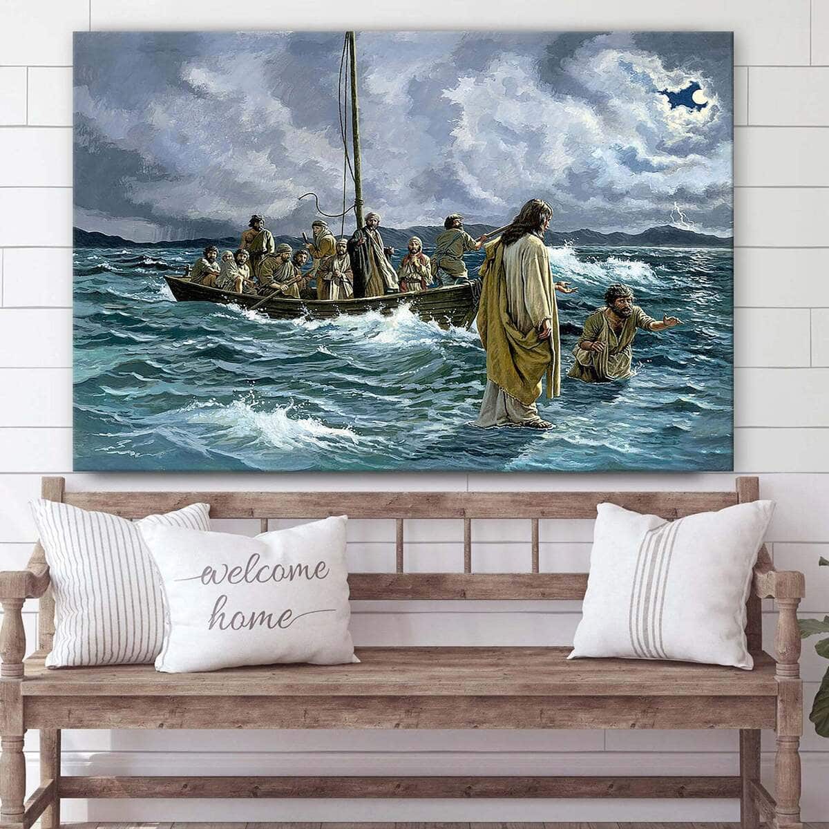 Christ Walking On The Sea Of Galilee Jesus Christian Faith Canvas Wall Art Christ Walking On The Sea Of Galilee Jesus Christian Faith Canvas Wall Art