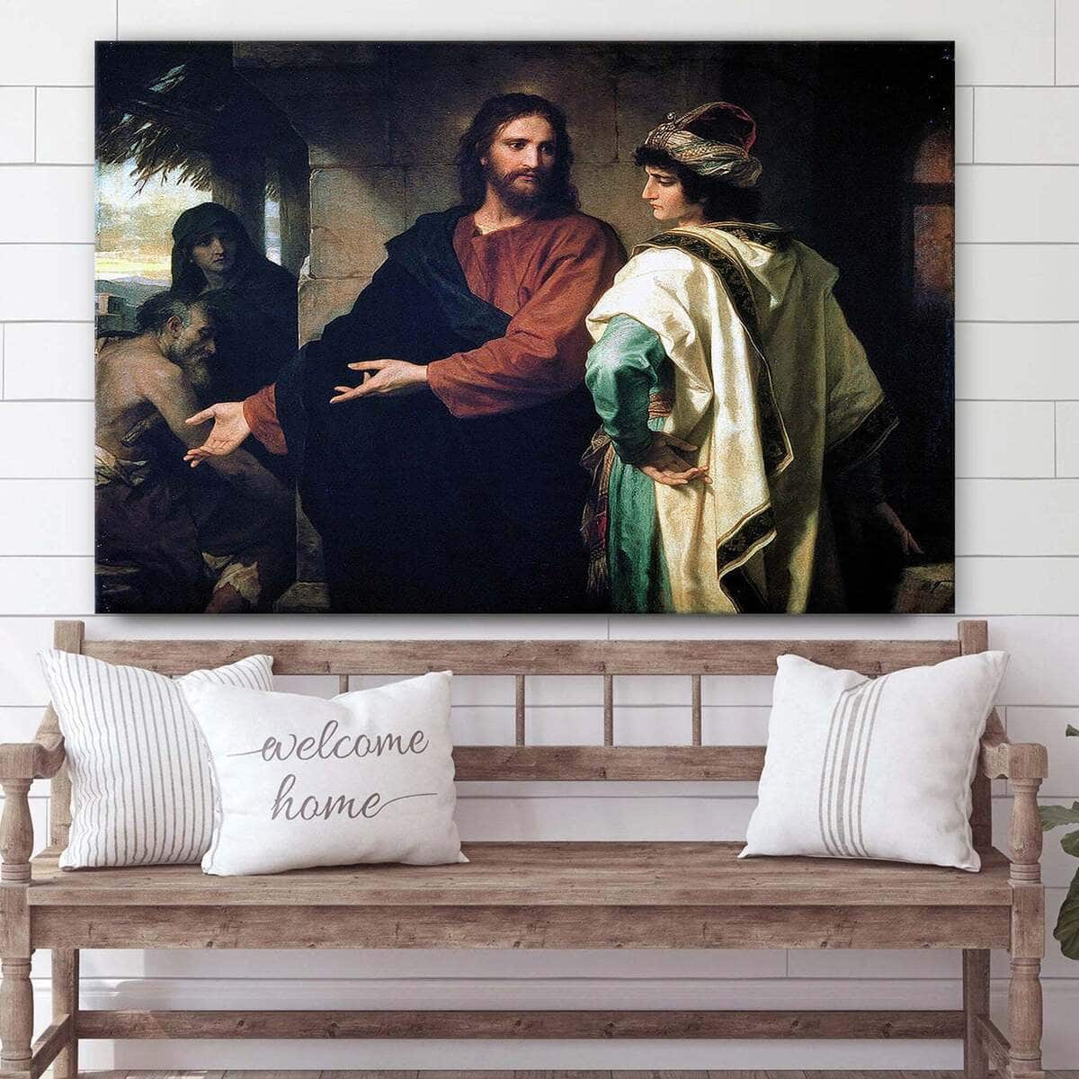 Christ And The Rich Young Ruler Jesus Christian Faith Canvas Wall Art