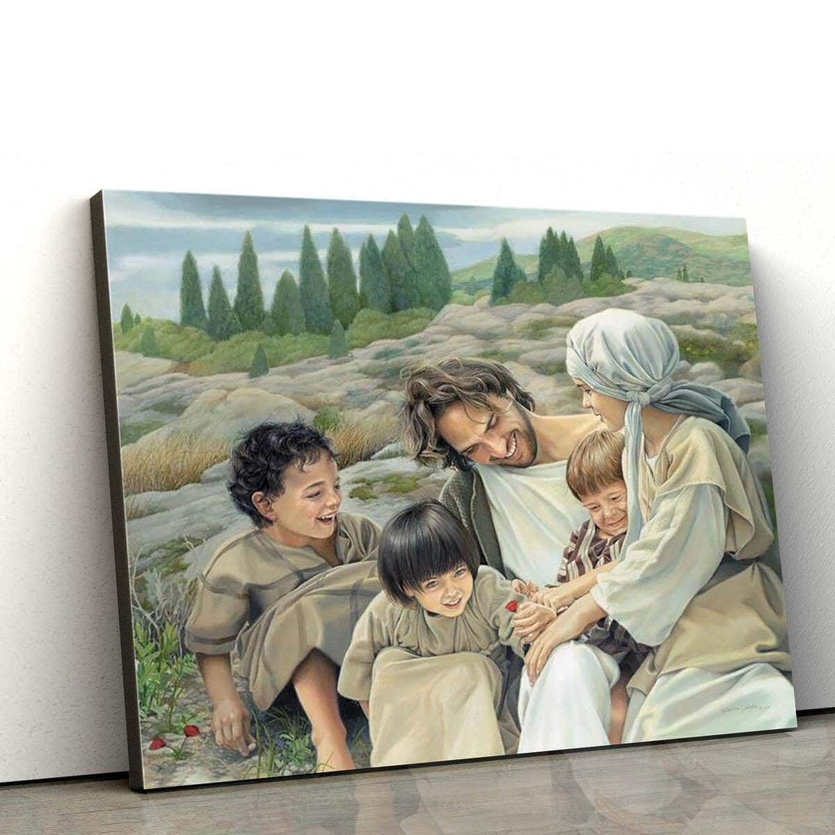 Jesus With Children Jesus Christ Christian Faith Canvas Wall Art Jesus With Children Jesus Christ Christian Faith Canvas Wall Art