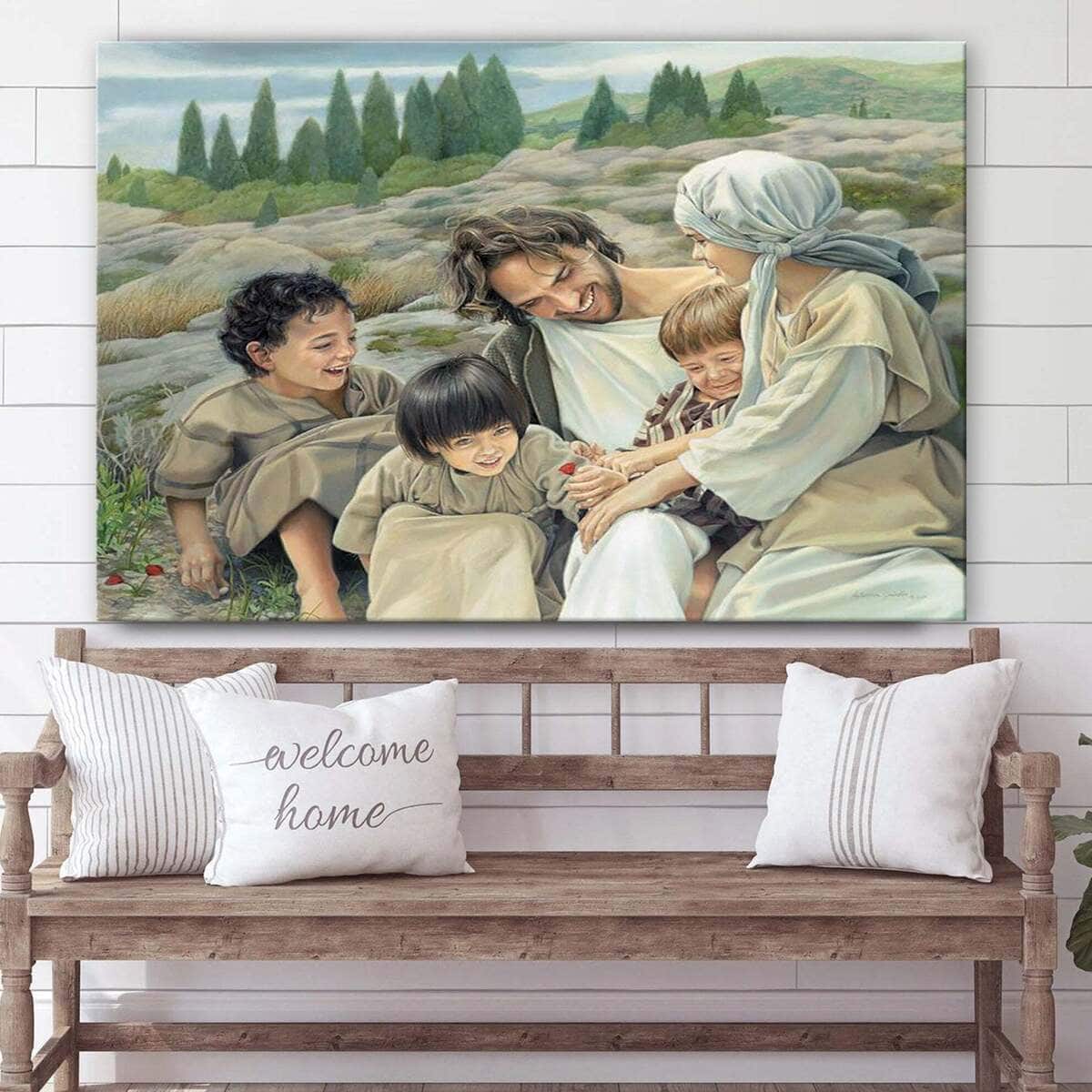 Jesus With Children Jesus Christ Christian Faith Canvas Wall Art Jesus With Children Jesus Christ Christian Faith Canvas Wall Art