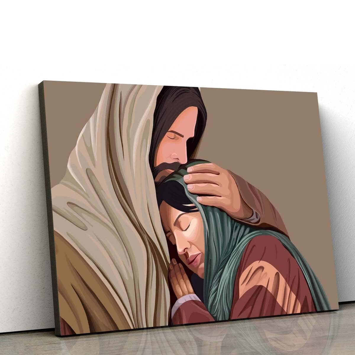 Jesus Holding Mary Jesus Christ Christian Faith Canvas Wall Art Jesus Holding Mary Jesus Christ Christian Faith Canvas Wall Art