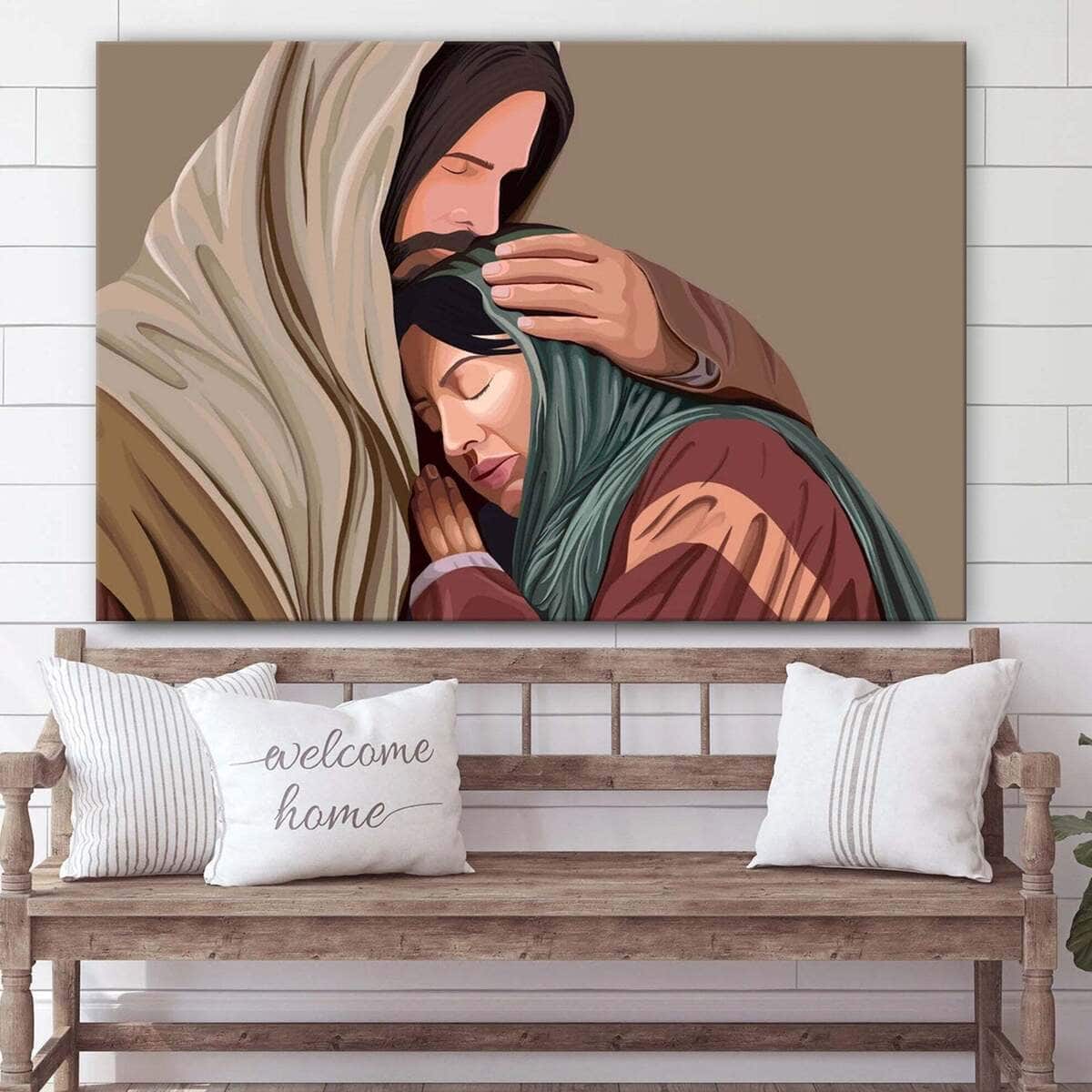 Jesus Holding Mary Jesus Christ Christian Faith Canvas Wall Art Jesus Holding Mary Jesus Christ Christian Faith Canvas Wall Art