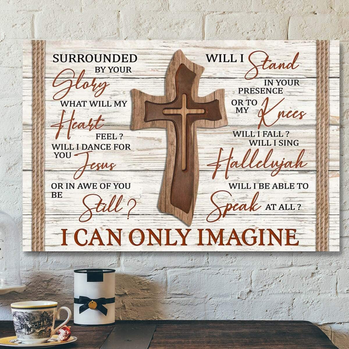 Bible Verse Wooden Cross Canvas Wall Art I Can Only Imagine Scripture Christian Gift