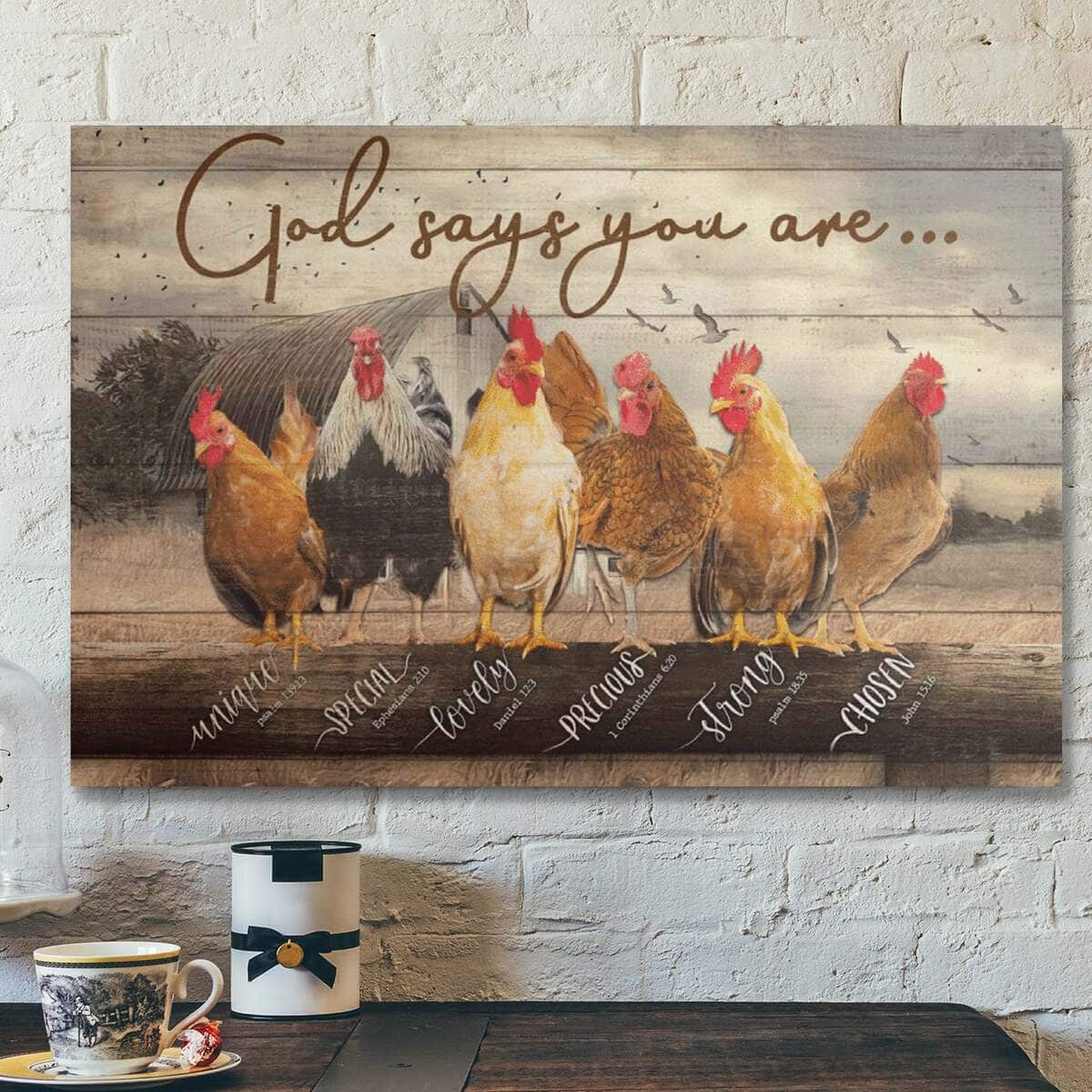 Bible Verse Christian Canvas Wall Art Chicken God Says You Are Religious Gift Bible Verse Christian Canvas Wall Art Chicken God Says You Are Religious Gift
