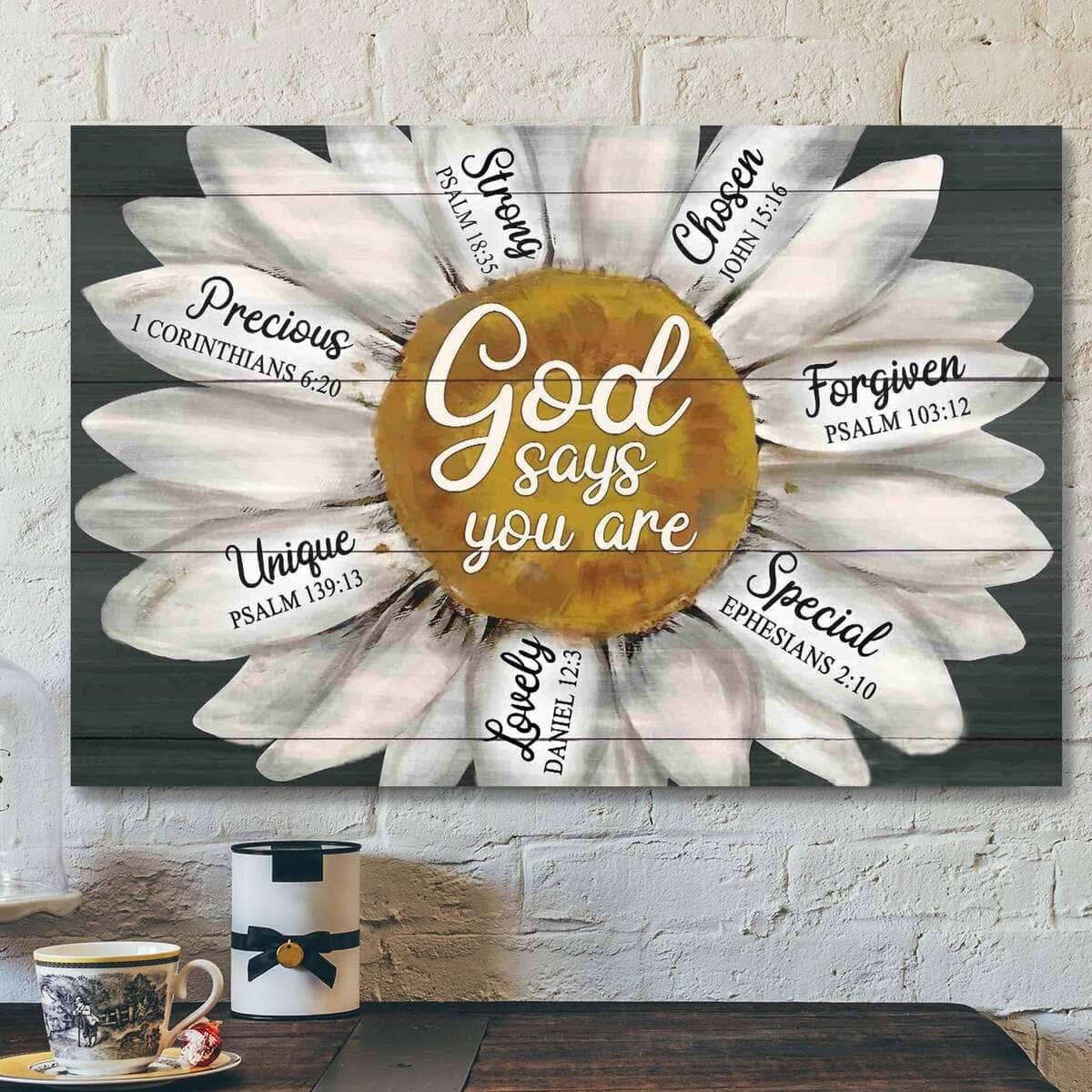 Bible Verse Christian Canvas Wall Art Daisy God Says You Are Religious Gift Bible Verse Christian Canvas Wall Art Daisy God Says You Are Religious Gift
