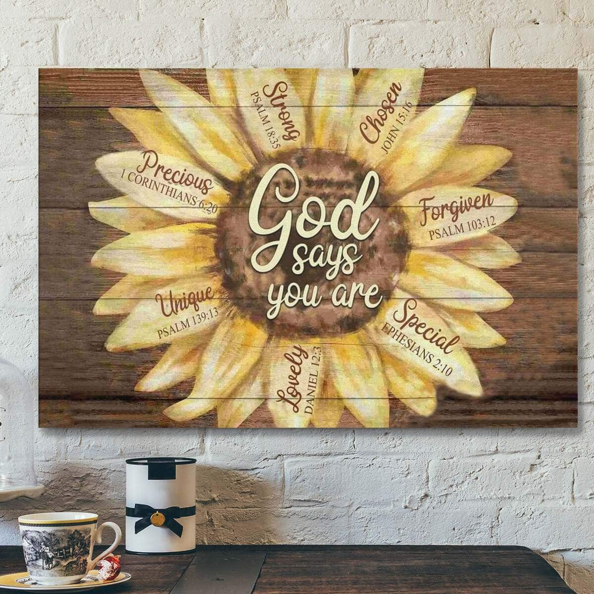 God Religious Gift Jesus God Says You Are Sunflower Christian Canvas Wall Art God Religious Gift Jesus God Says You Are Sunflower Christian Canvas Wall Art