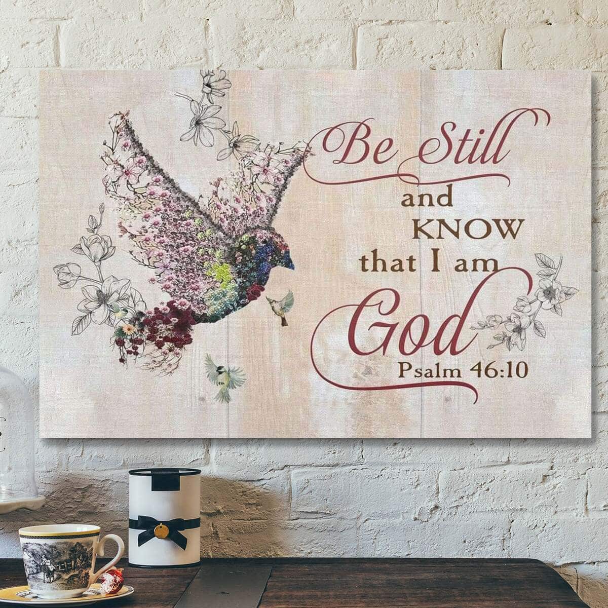 God Religious Gift Jesus Be Still And Know That I Am God Psalm 46:10 Sparrow Bible Verse Canvas Wall Art
