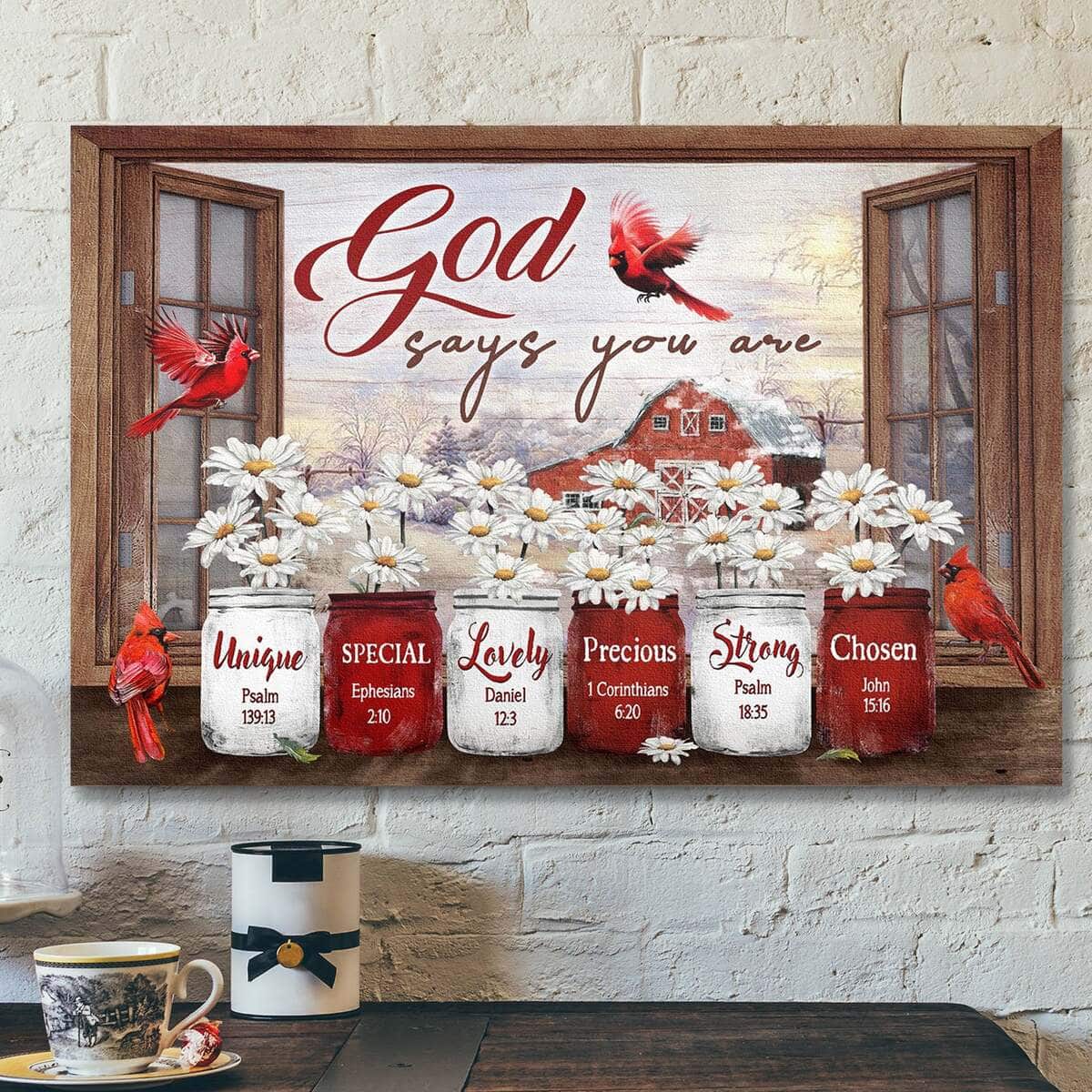 Jesus God Cardinal And Daisy God Says You Are Canvas Wall Art Jesus God Cardinal And Daisy God Says You Are Canvas Wall Art