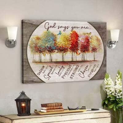 God Says You Are Butterfly Bible Verse Scripture Canvas Wall Art