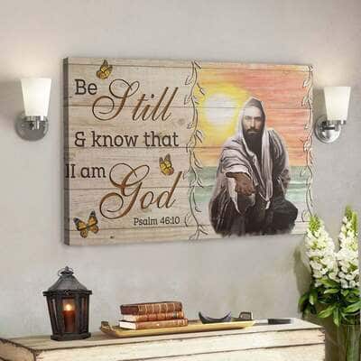 Take Jesus's Hand Be Still And Know That I Am God Bible Verse Scripture Canvas Wall Art