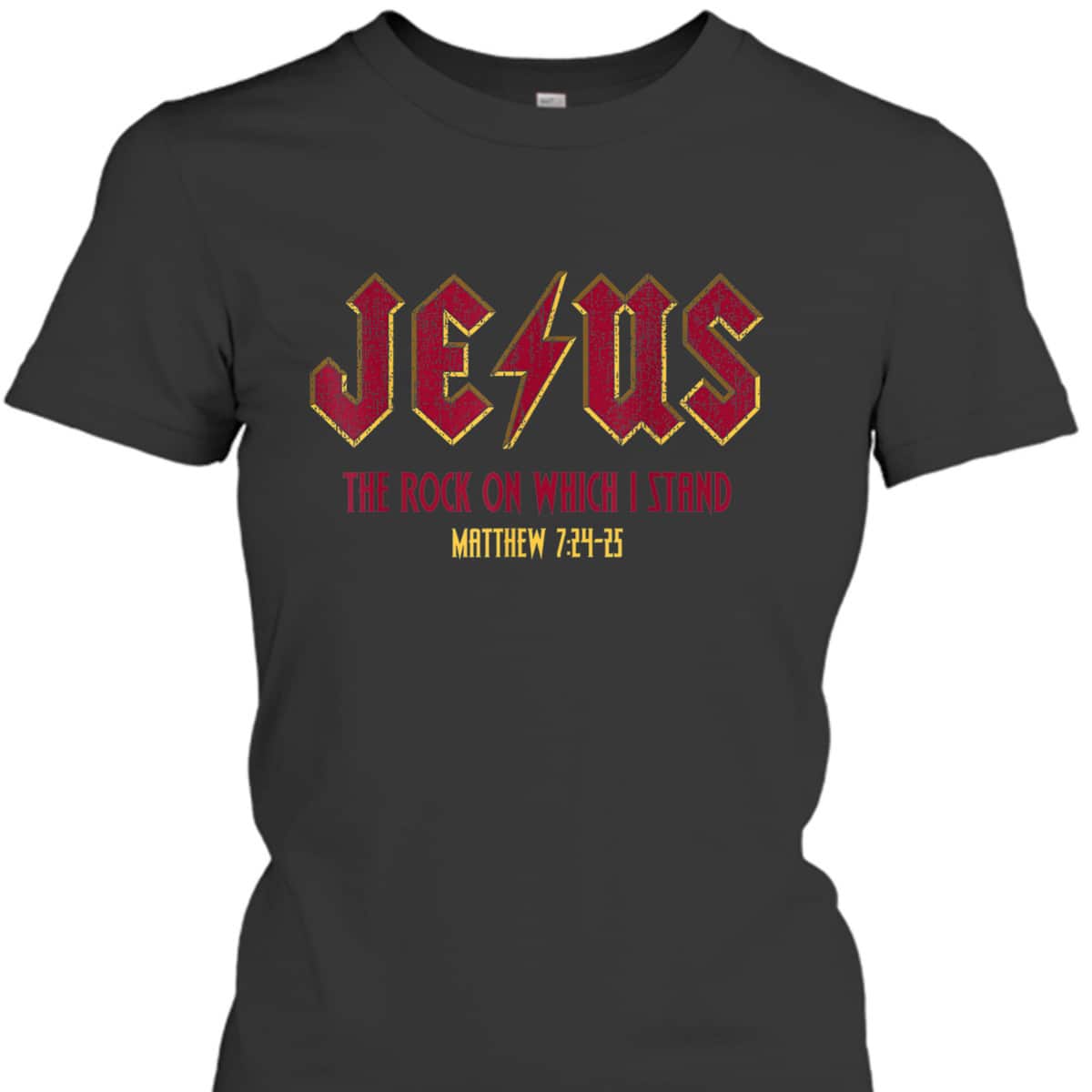 Retro Jesus The Rock On Which I Stand Faith Christian God Bible Verse Matthew T-Shirt