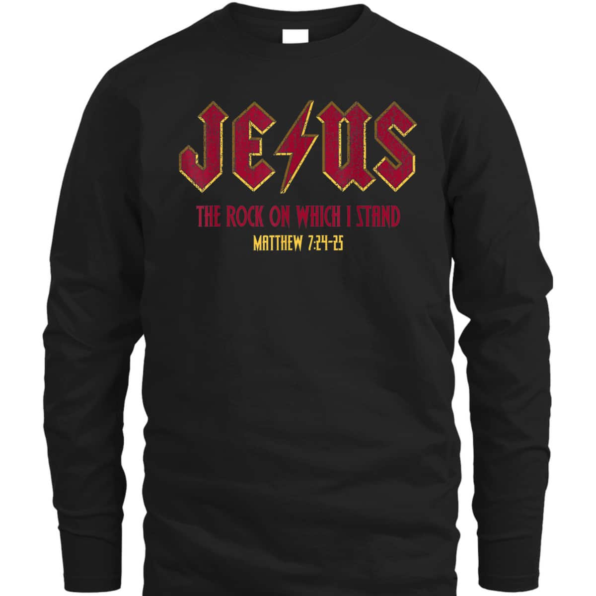 Retro Jesus The Rock On Which I Stand Faith Christian God Bible Verse Matthew T-Shirt